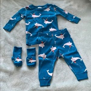 Hanna Andersson Narwhal Long John Pajamas 3-6mo